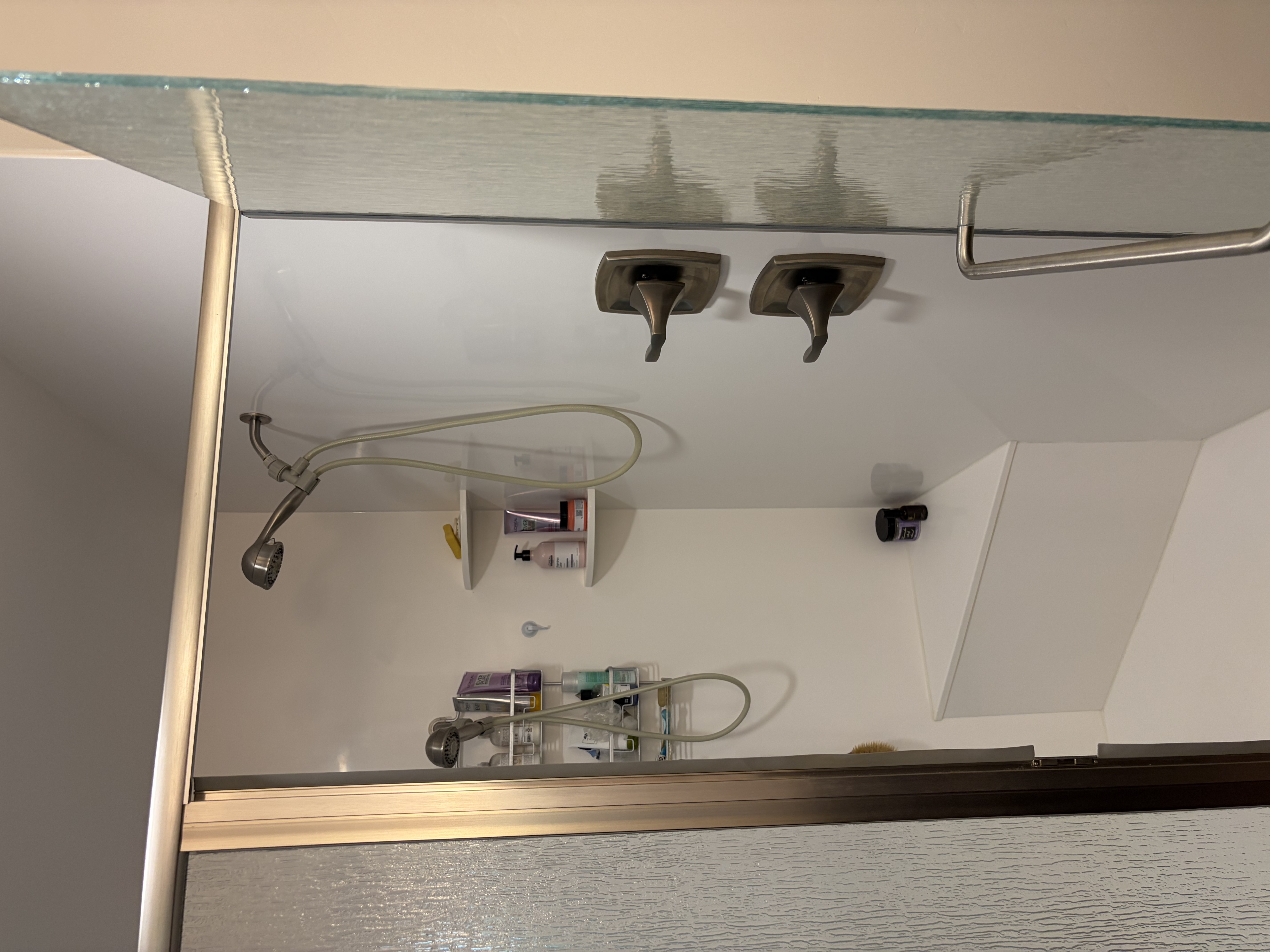 Shower glass reflection — streak-free finish